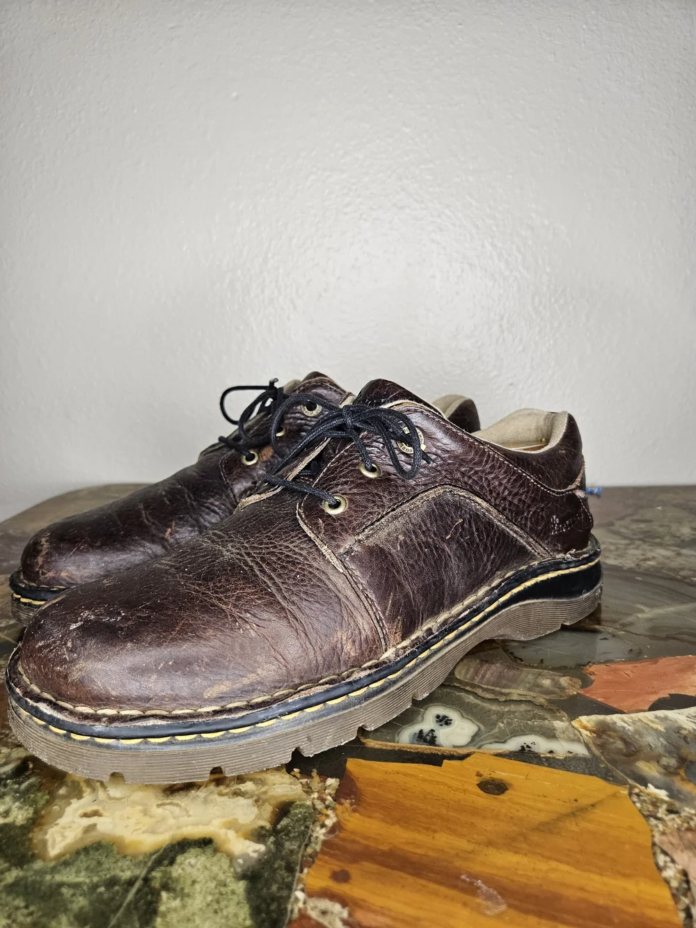 Dr Martens Mens Brown Pebbled Leather Lace Up Casual Oxford Shoes US Men Size 10